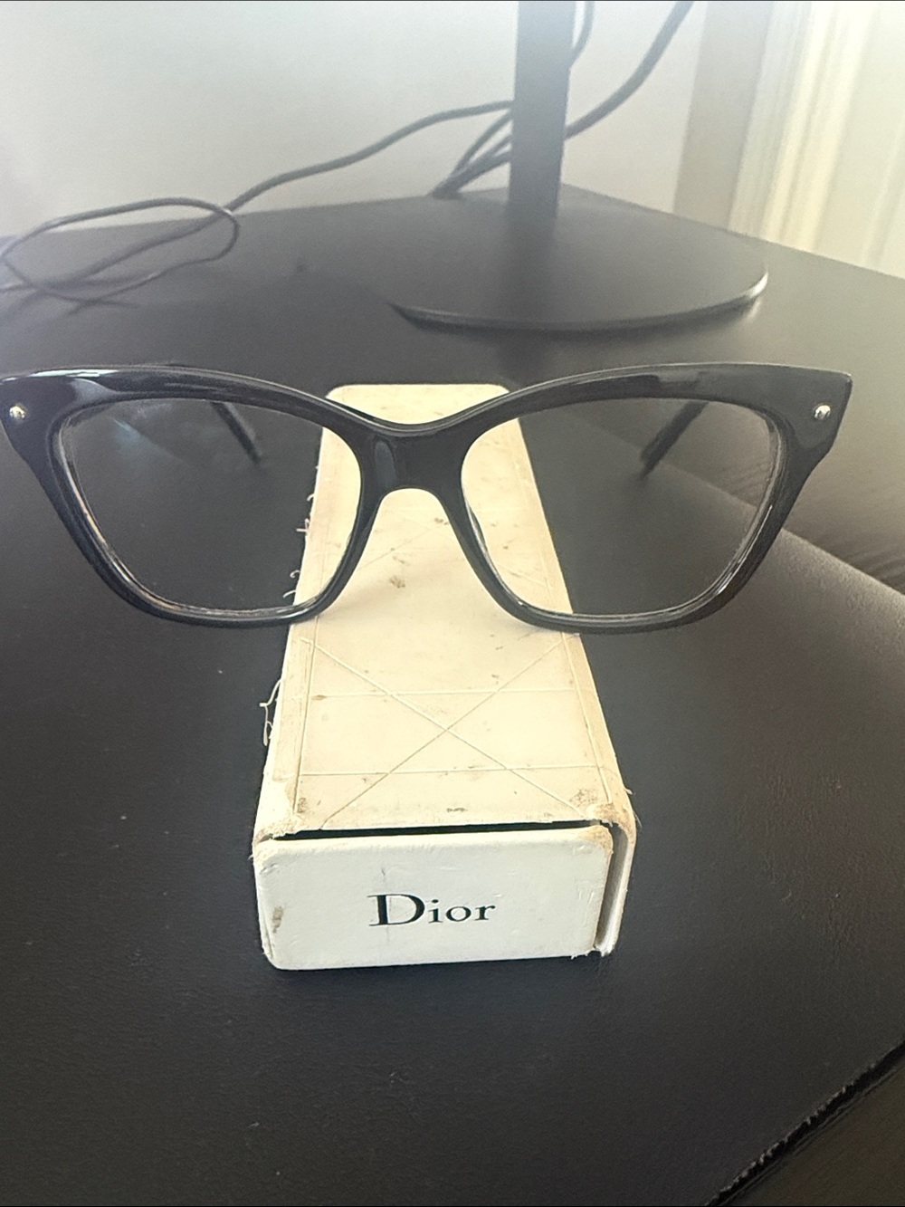 Dior Black Glossy Cat-Eye Sunglasses- Readers